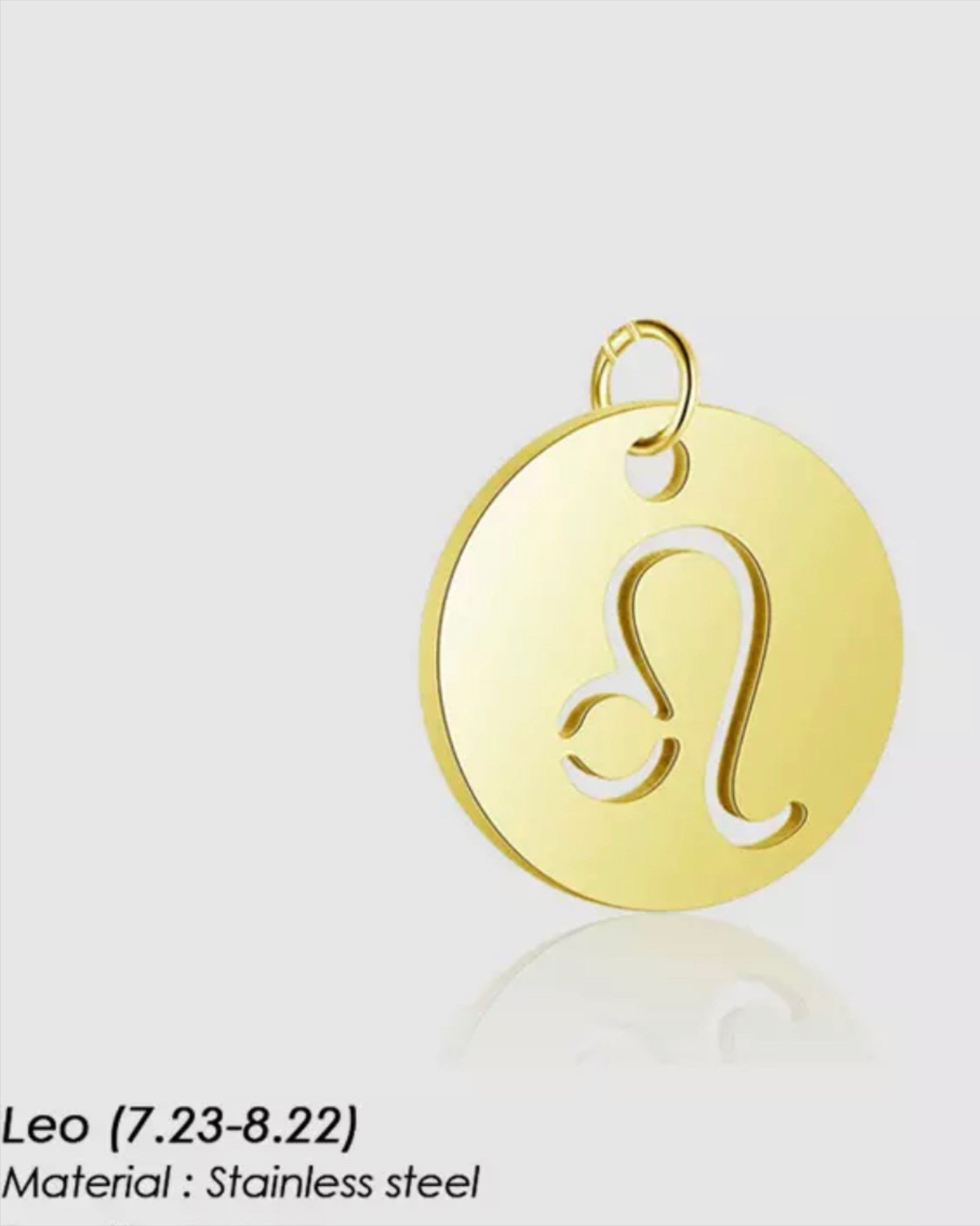 ia Haddi Zodiac Disc Necklace - Stainless Steel, 18K Yellow Gold Plated, 40cm Chain, 16mm x 16mm Pendant, Tarnish Resistant, Water-Resistant, Hypoallergenic, Personalized and stylish design from Lia Haddi's collection.