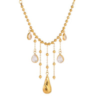 Gold cascading crystal drop statement necklace