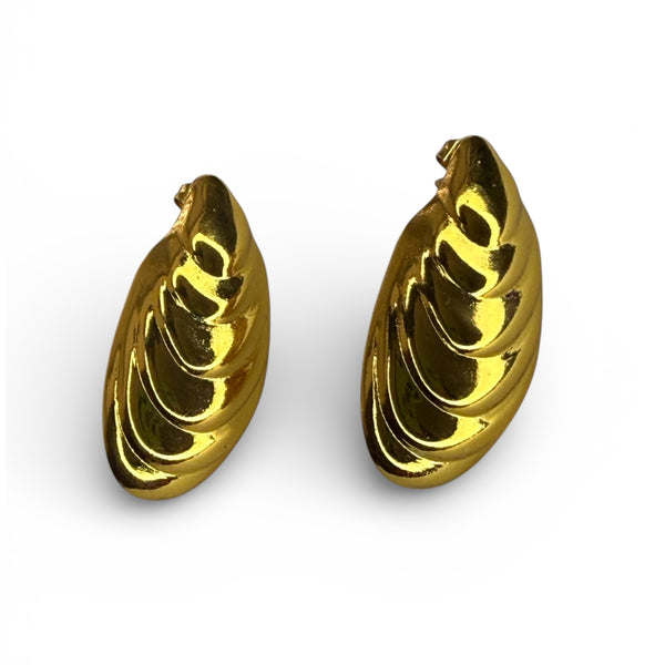 Gold sculptural shell-inspired stud earrings