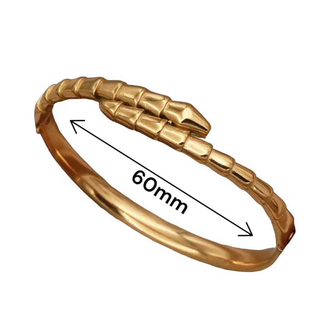 Eternal Serpent Bangle Bracelet - Elegant gold bangle bracelet with a serpent design, symbolizing eternity and strength.