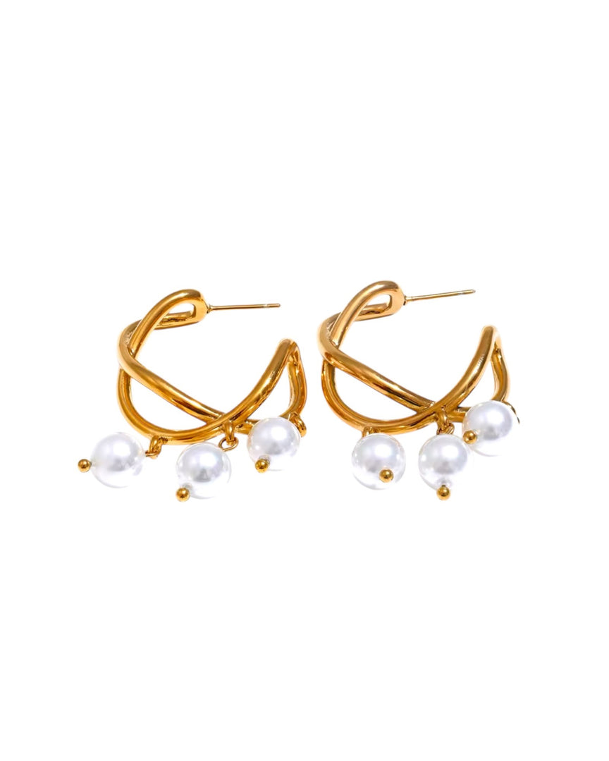 Golden Twist Pearl Drop earrings