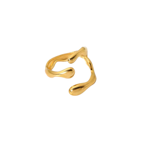Gold sculptural fluid adjustable ring