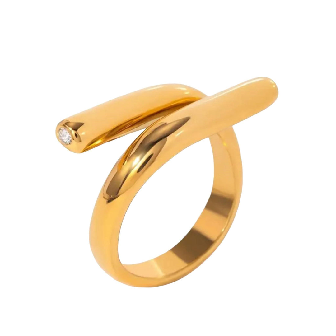 Modern Twist Ring - Unique gold ring with a sleek, twisted design, perfect for a contemporary look.