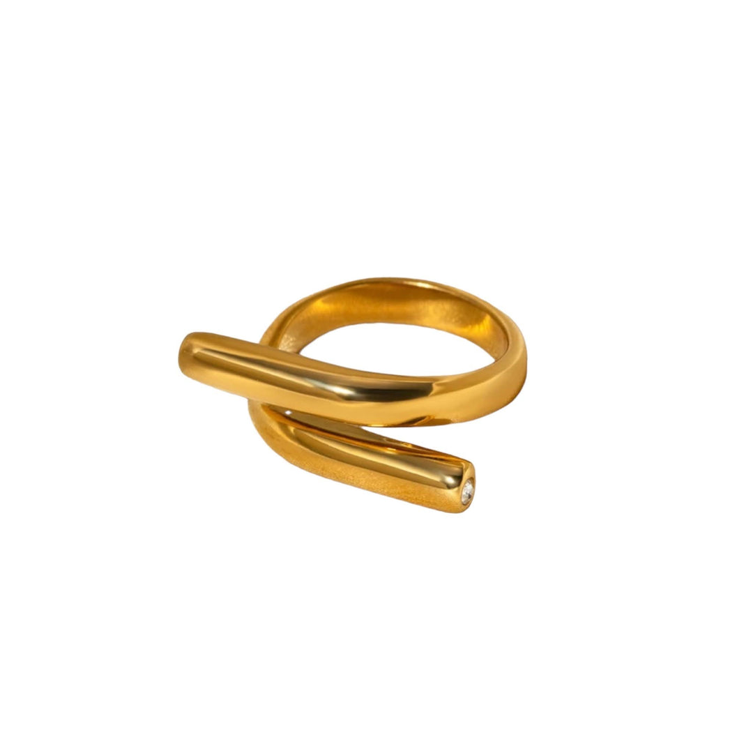 Modern Twist Ring - Unique gold ring with a sleek, twisted design, perfect for a contemporary look.