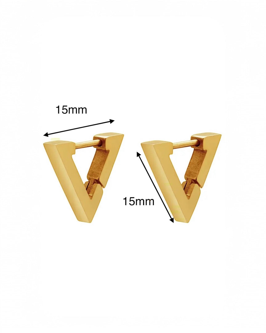 Minimalist gold-plated V-shaped stud earrings with a sleek geometric design. From Lia Haddi.