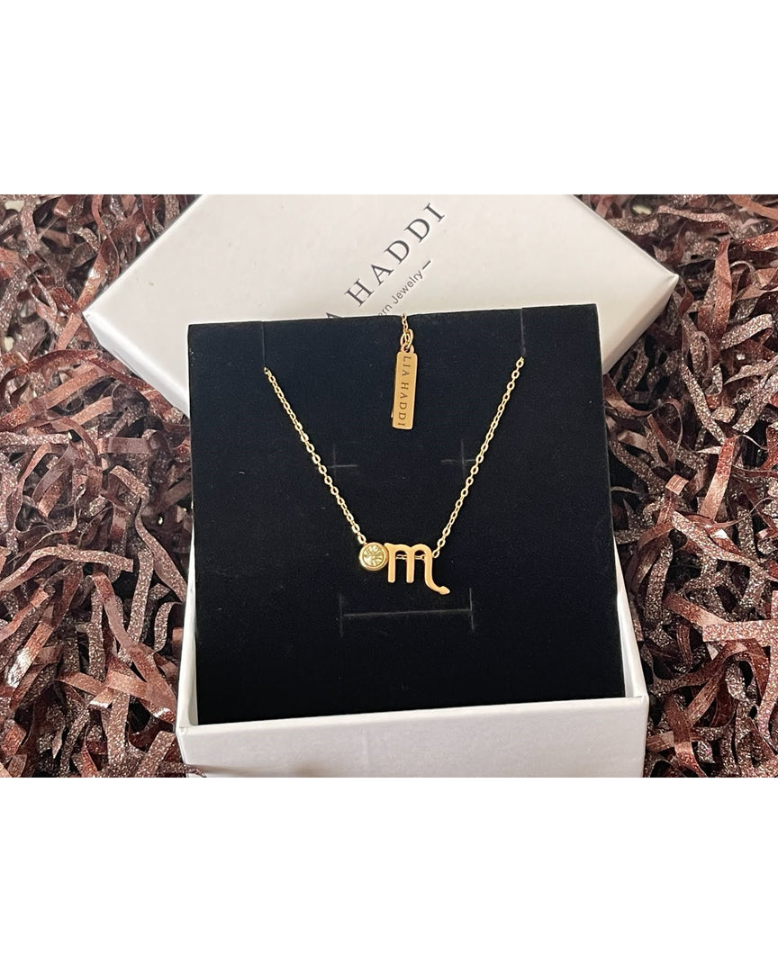 Lia Haddi Adjustable Chain Necklace - Stainless Steel, 14K Yellow Gold Plated, 45cm Length, Tarnish Resistant, Water-Resistant, Hypoallergenic, Personalized and stylish design from Lia Haddi's collection. Charms for Letters, Zodiac, and Birthstone sold separately.