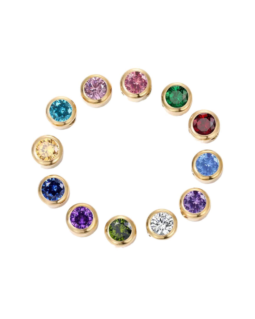 Lia Haddi Birthstone Charm - Stainless Steel, 14K Yellow Gold Plated, 6x6mm, Tarnish Resistant, Water-Resistant, Hypoallergenic, Personalized and stylish design from Lia Haddi's collection. Charms for Letters, Zodiac, and Adjustable Necklace sold separately.