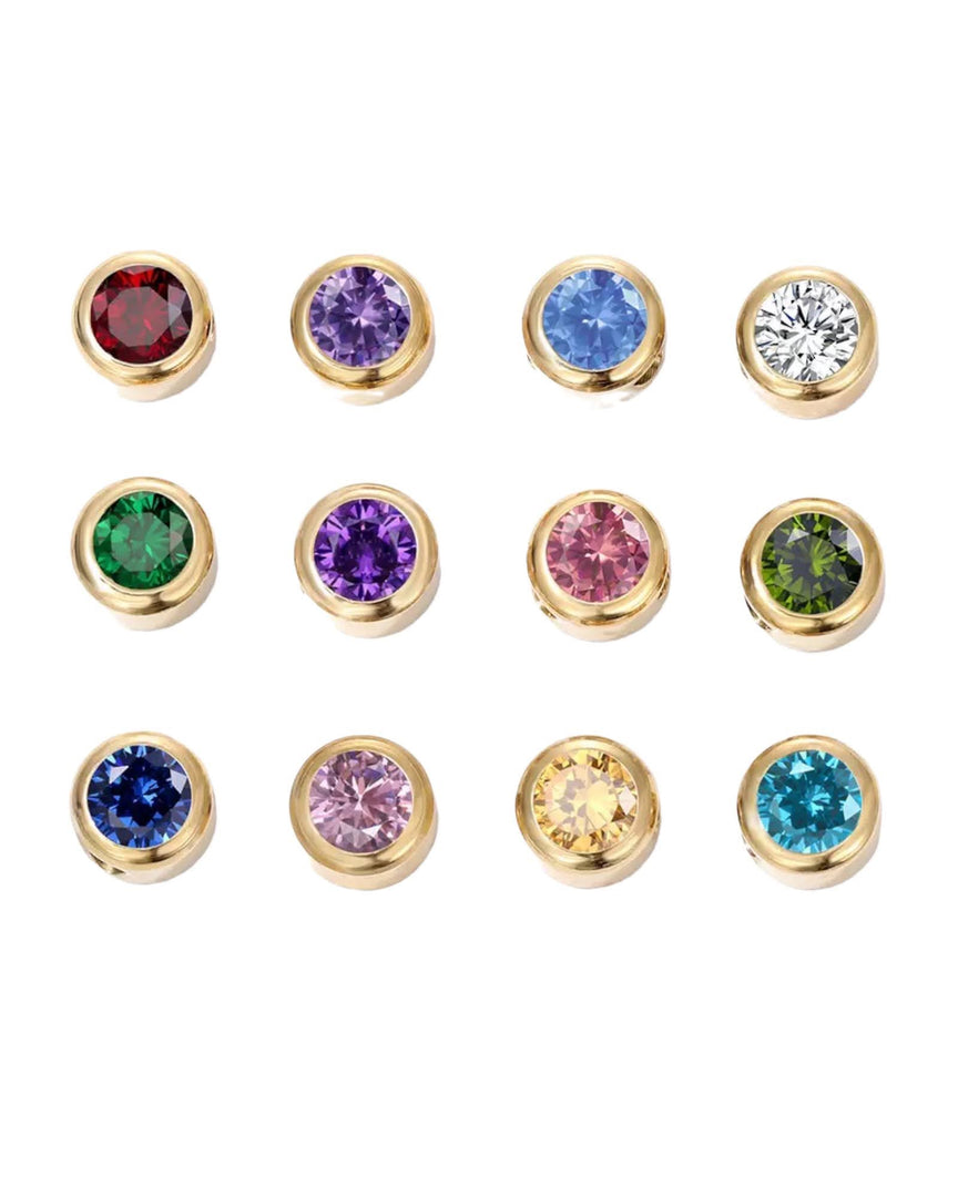 Lia Haddi Birthstone Charm - Stainless Steel, 14K Yellow Gold Plated, 6x6mm, Tarnish Resistant, Water-Resistant, Hypoallergenic, Personalized and stylish design from Lia Haddi's collection. Charms for Letters, Zodiac, and Adjustable Necklace sold separately.