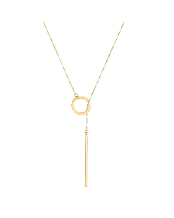 Cercle Drop Necklace by Lia Haddi - 18K Gold Plated, Tarnish resistant, water-resistant, hypoallergenic, eco-friendly, featuring a delicate drop pendant with circle accents.