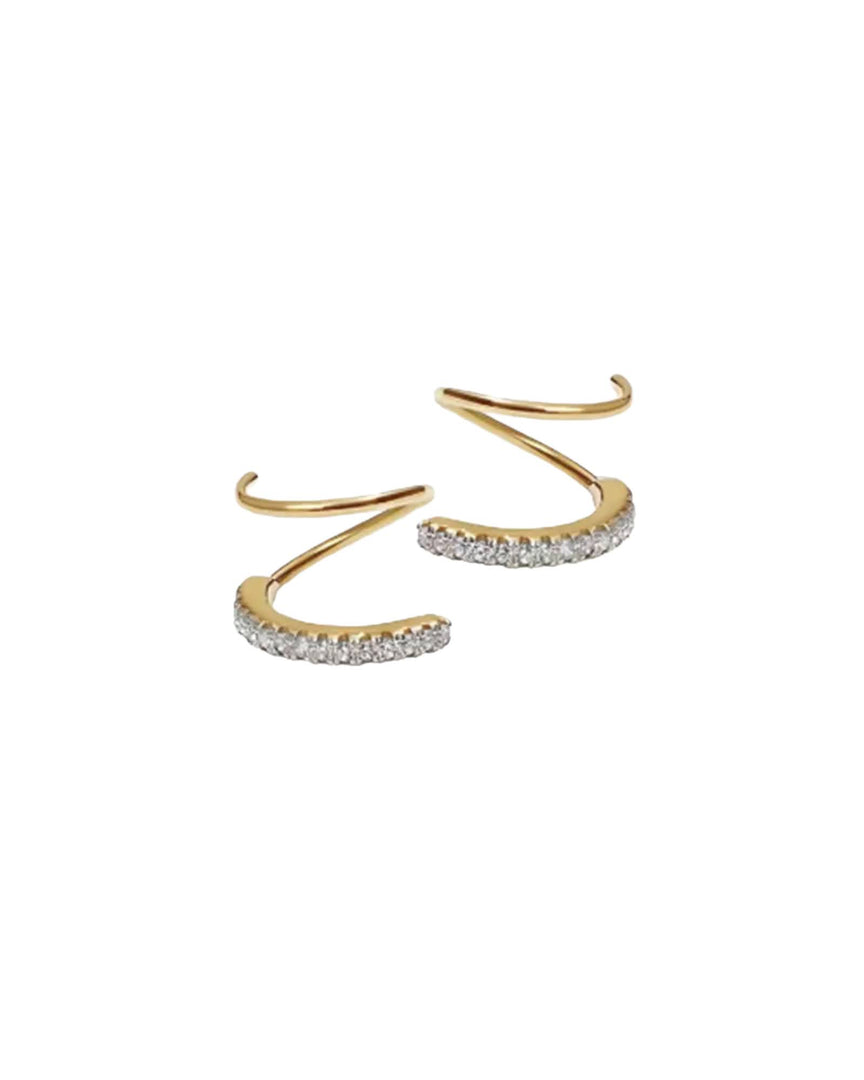 Coil Dainty Ear Hook by Lia Haddi - 18K Gold Plated, Tarnish resistant, water-resistant, hypoallergenic, eco-friendly, featuring an inlaid CZ design.