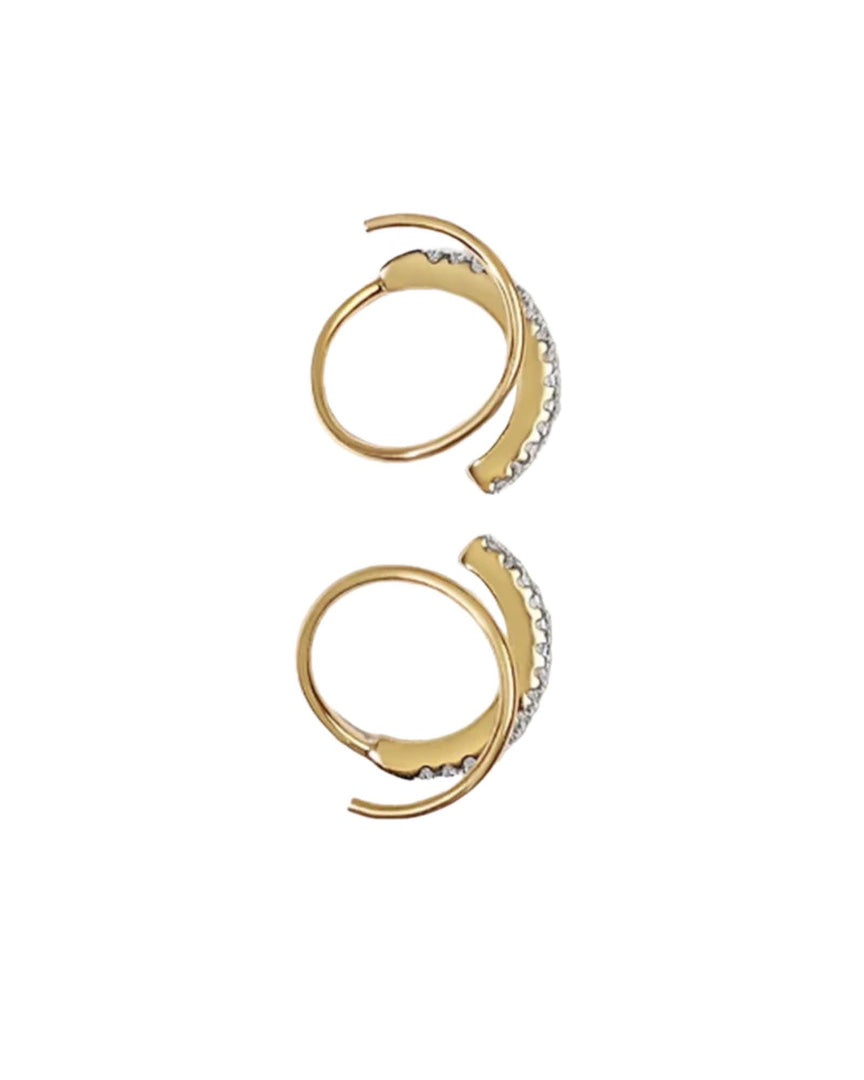 Coil Dainty Ear Hook by Lia Haddi - 18K Gold Plated, Tarnish resistant, water-resistant, hypoallergenic, eco-friendly, featuring an inlaid CZ design.