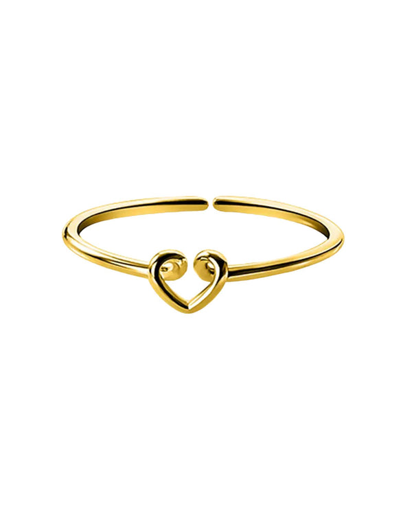 Dainty Love Ring by Lia Haddi - S925 Rhodium/18K Yellow Gold Plated, Tarnish resistant, water-resistant, hypoallergenic, featuring an adjustable size.