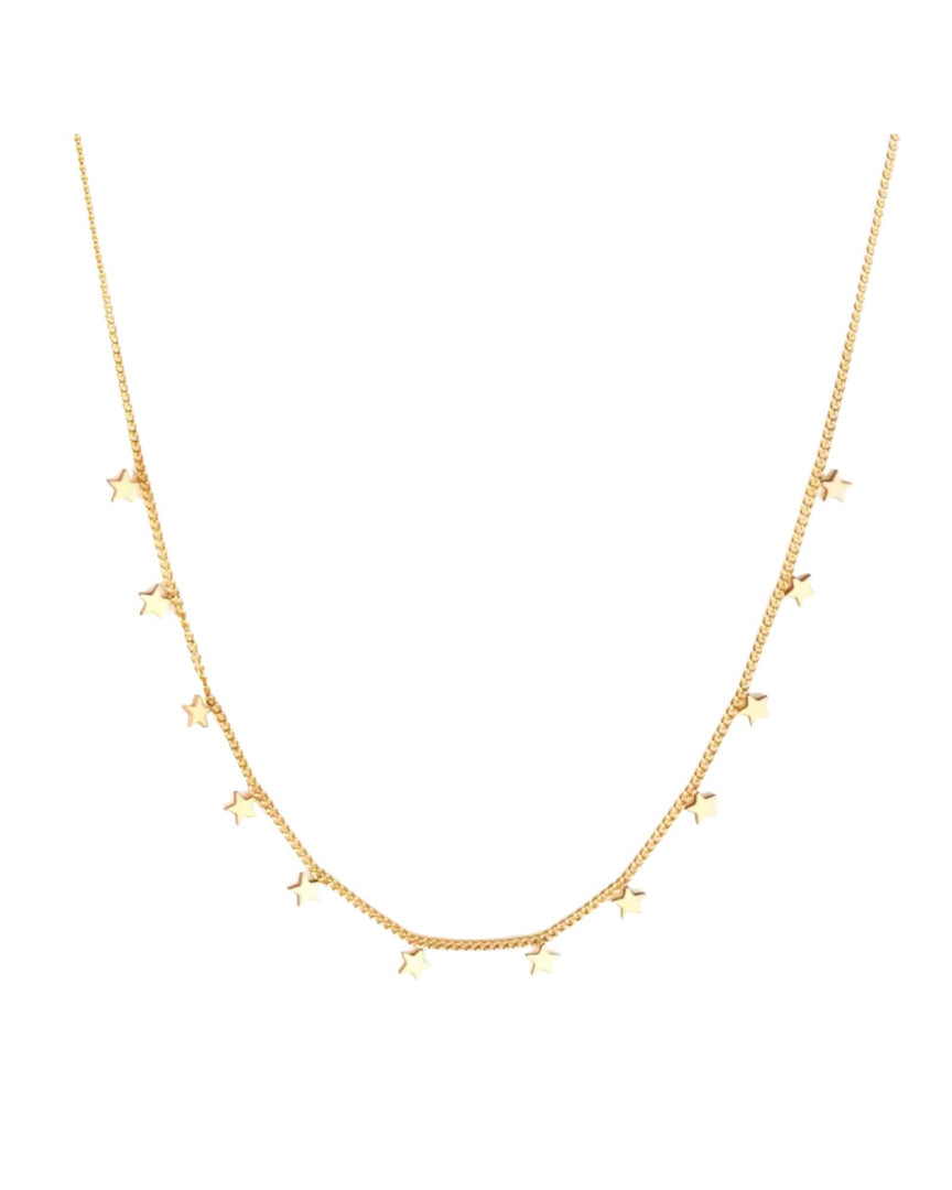 Dainty Star Necklace by Lia Haddi - Stainless Steel 18K Yellow Gold Plated, Tarnish resistant, water-resistant, hypoallergenic, featuring a star design. Length 40cm + 5cm extension, choker style.