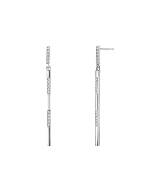 Lia Haddi Kate Bar Earrings - S925 Rhodium Plated, Tarnish Resistant, Water-Resistant, Hypoallergenic, Modern and sleek design from Lia Haddi's collection.