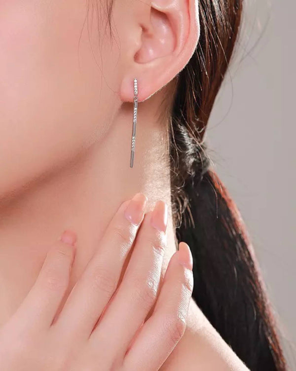 Lia Haddi Kate Bar Earrings - S925 Rhodium Plated, Tarnish Resistant, Water-Resistant, Hypoallergenic, Modern and sleek design from Lia Haddi's collection.