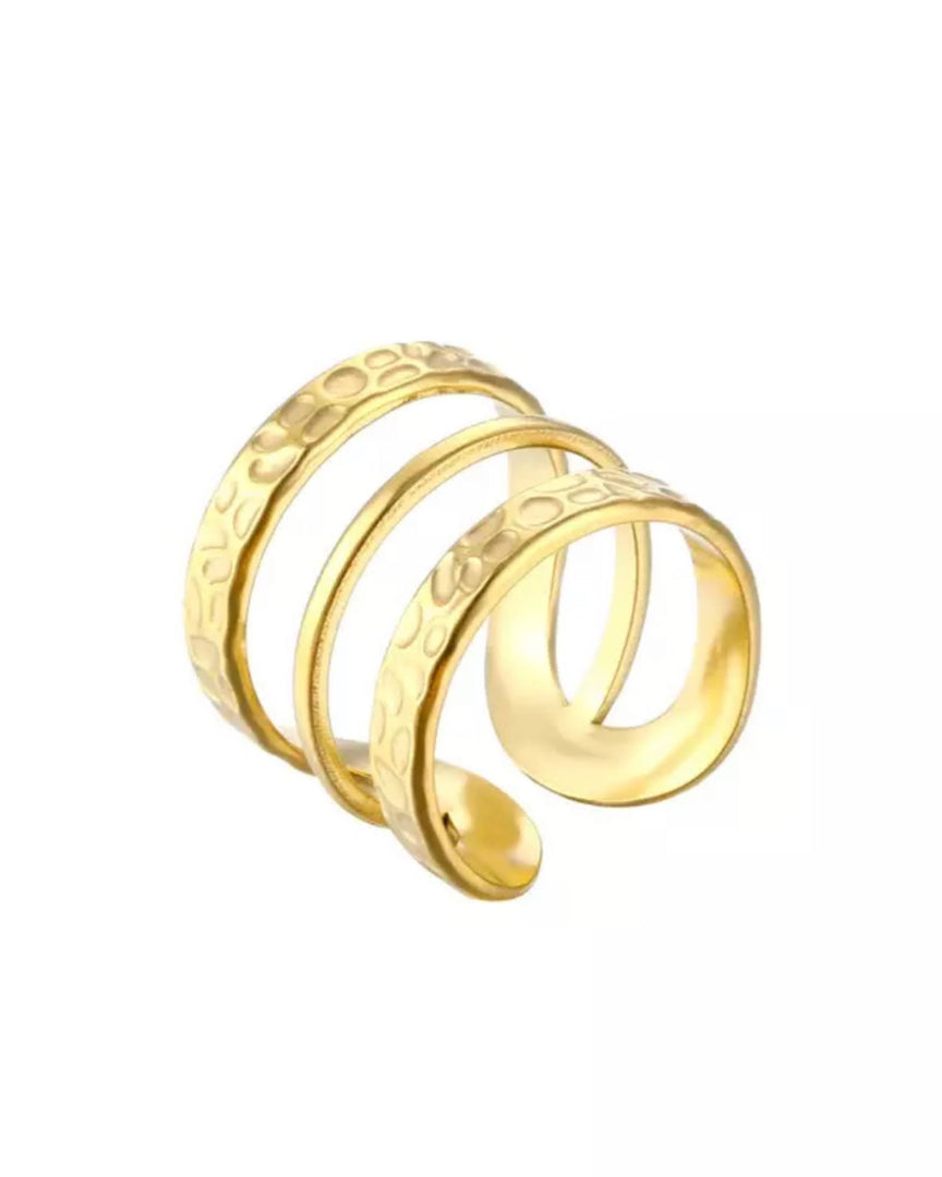 BOHO Stacking Band Ring by Lia Haddi - 18K Gold Plated, Tarnish resistant, water-resistant, hypoallergenic, eco-friendly, featuring elegant stacking band design.