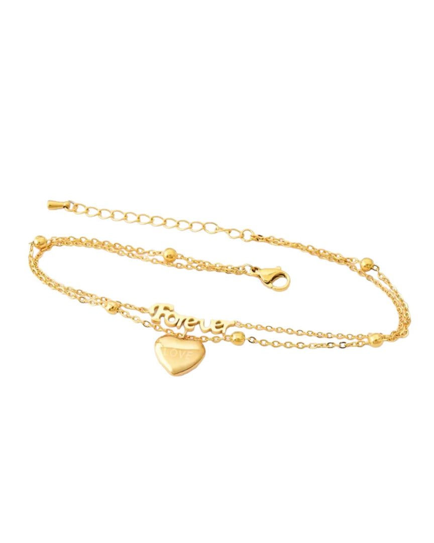 Layer Forever Love Charm Anklet