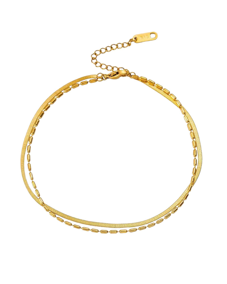 Layer Herringbone bead chain Anklet