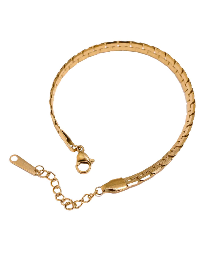 Lia Haddi Chain Bracelet - Stainless Steel, 18K Yellow Gold Plated, 17cm + 5cm, Tarnish Resistant, Water-Resistant, Hypoallergenic, Recycled materials, Trendy and fashionable design from Lia Haddi's collection.