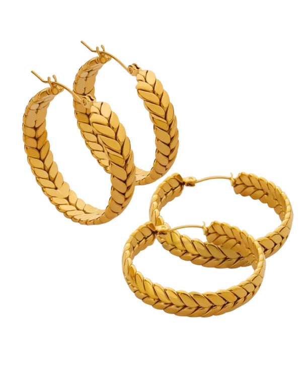 Lia Herringbone II hoop Earrings