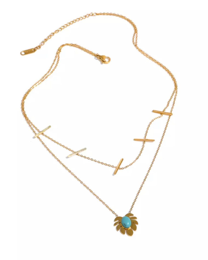 Multi Bar Leaf Layer Necklace