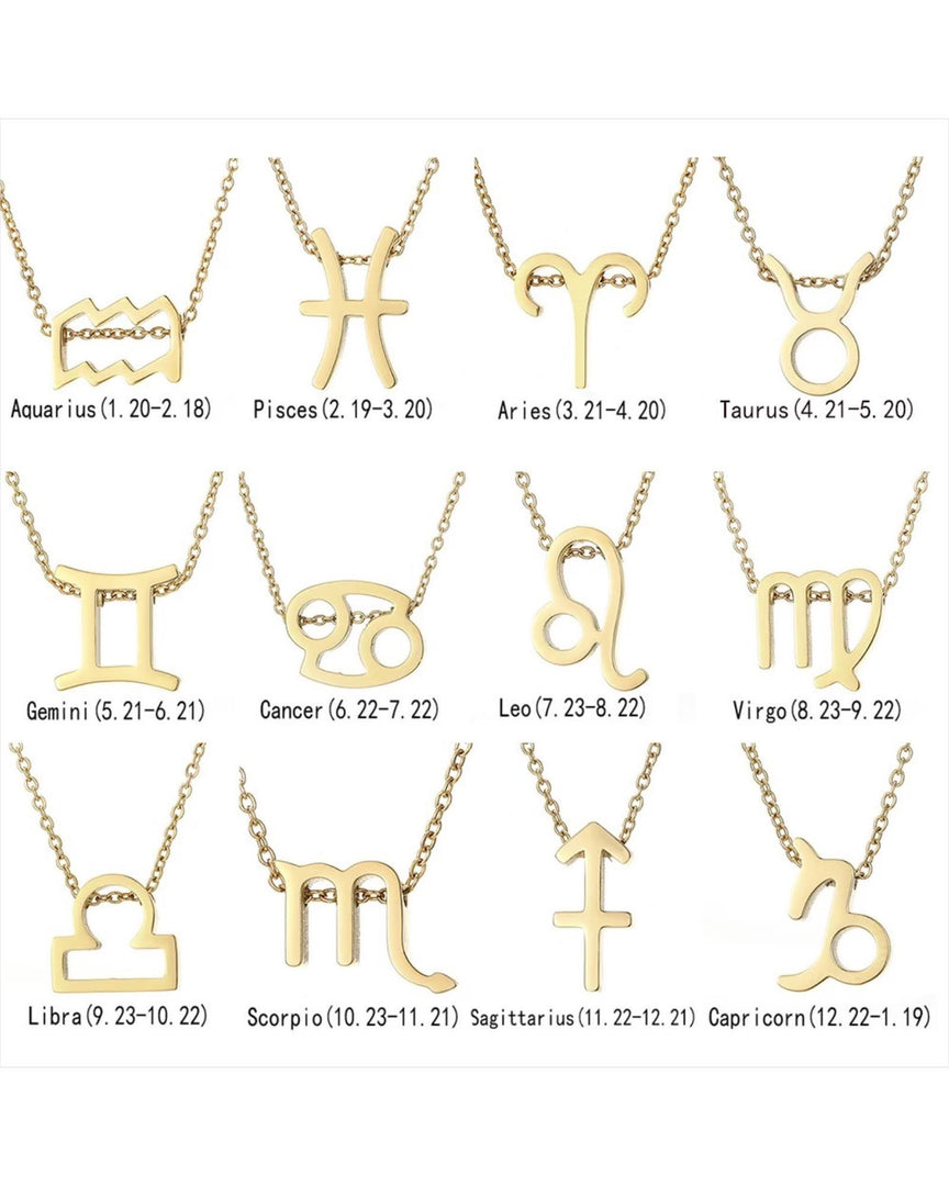 Lia Haddi Zodiac Charm - Stainless Steel, 14K Yellow Gold Plated, Tarnish Resistant, Water-Resistant, Hypoallergenic, Personalized and stylish design from Lia Haddi's collection. Charms for Letters, Birthstone, and Adjustable Necklace sold separately.